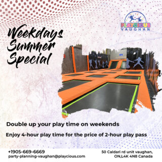 𝐖𝐞𝐞𝐤𝐝𝐚𝐲𝐬 𝐒𝐮𝐦𝐦𝐞𝐫 𝐒𝐩𝐞𝐜𝐢𝐚𝐥
(𝐌𝐚𝐲 - 𝐀𝐮𝐠𝐮𝐬𝐭)
Double up your Play Time on Weekdays.
Enjoy 4-𝑯𝒐𝒖𝒓 play time for the price of 2-𝑯𝒐𝒖𝒓 play pass.

For more details give us a call on
(𝟗𝟎𝟓) 𝟔𝟔𝟗 𝟗𝟗𝟗𝟔
Or visit:
party-planning-vaughan@playcious.com
50 Caldari Rd, Unit A Vaughan

#playcious #vaughan #timetoplay #sanitize #party #club #celebration
#birthdayparty #birthdaygirl #theme #kidspart #kidsplaytime #kids #kidsplay #toysforkids #woodentoys #learnthroughplay