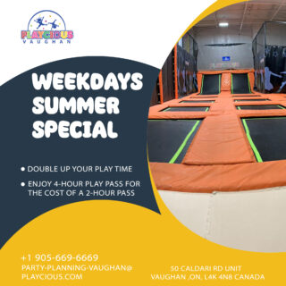 Weekdays Summer Special
(May - August)
Enjoy 4 Hour play time for the price of 2 hour play pass.
Double up your Play Time on Weekdays.

For more details give us a call on
(𝟗𝟎𝟓) 𝟔𝟔𝟗 𝟗𝟗𝟗𝟔
Or visit:
party-planning-vaughan@playcious.com
50 Caldari Rd, Unit A Vaughan

#playcious #vaughan #timetoplay #sanitize #party #club #celebration
#birthdayparty #birthdaygirl #theme #kidspart #summerspecial #summer #summervibes #foodie #mango #food #foodphotography #icecream #summerdrinks #fashionstyle #summertime #foodstagram
