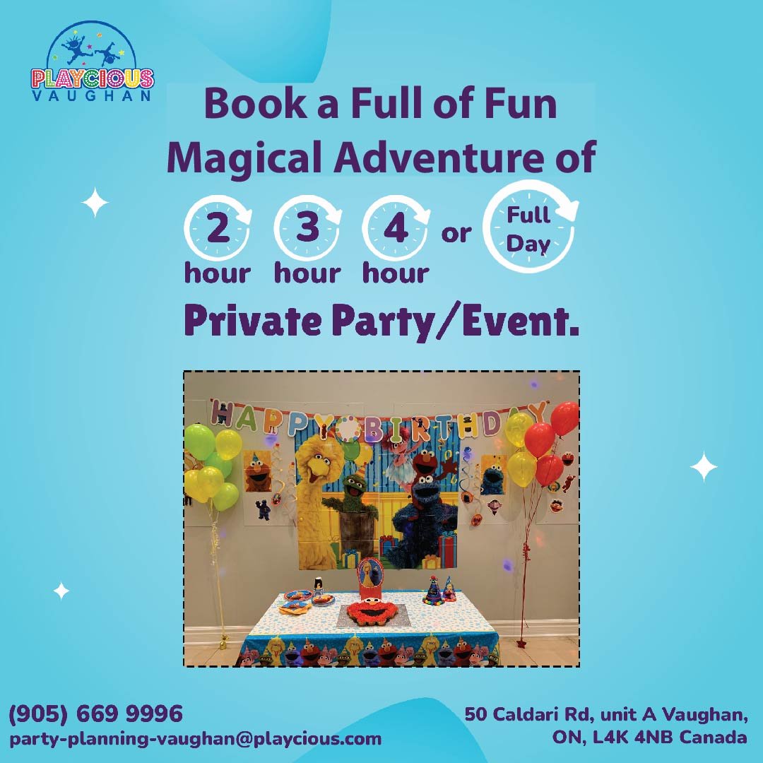Book a full of fun magical adventure of 2-hour, 3-hour, 4-hour or Full day Private party/event.
Playcious best place for Fun and Parties.

For more details give us a call on
(905) 669 9996
Or visit:
party-planning-vaughan@playcious.com
50 Caldari Rd, Unit A Vaughan

#playcious #vaughan #timetoplay #sanitize #club #celebration #birthdayparty #birthday #party #dance #birthday #instagood
#kidparties #kidsparty #birthdayparty #houstoneventplanner #houstonevents