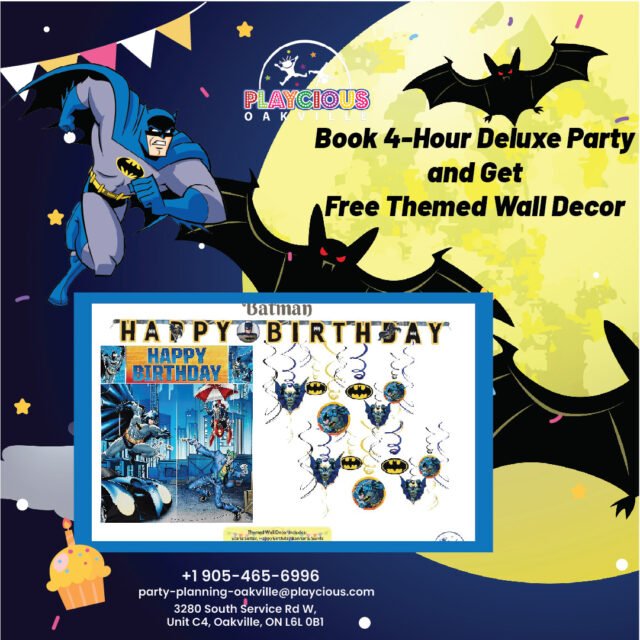 Enjoy hosting a party with a theme.
You get complimentary decorations when you reserve a 4-Hour Deluxe Party.

For further detail call (905) 465 6996
Or visit: party-planning-oakville@playcious.com
3280 South Service Rd w, Unit C4, Oakville

#playcious #oakville #timetoplay #sanitize #marchcamp #party #balloons #love #cake #kidsparty #birthdayorganizerbandung 
#birthdayparty #birthday #party #babyshower #partyplanner #happybirthday #birthdaygirl #wedding #eventplanner #birthdaycake #balloons #love #kidsparty #bridalshower #cake #events #partyideas #birthdayboy #celebration #event #sweet